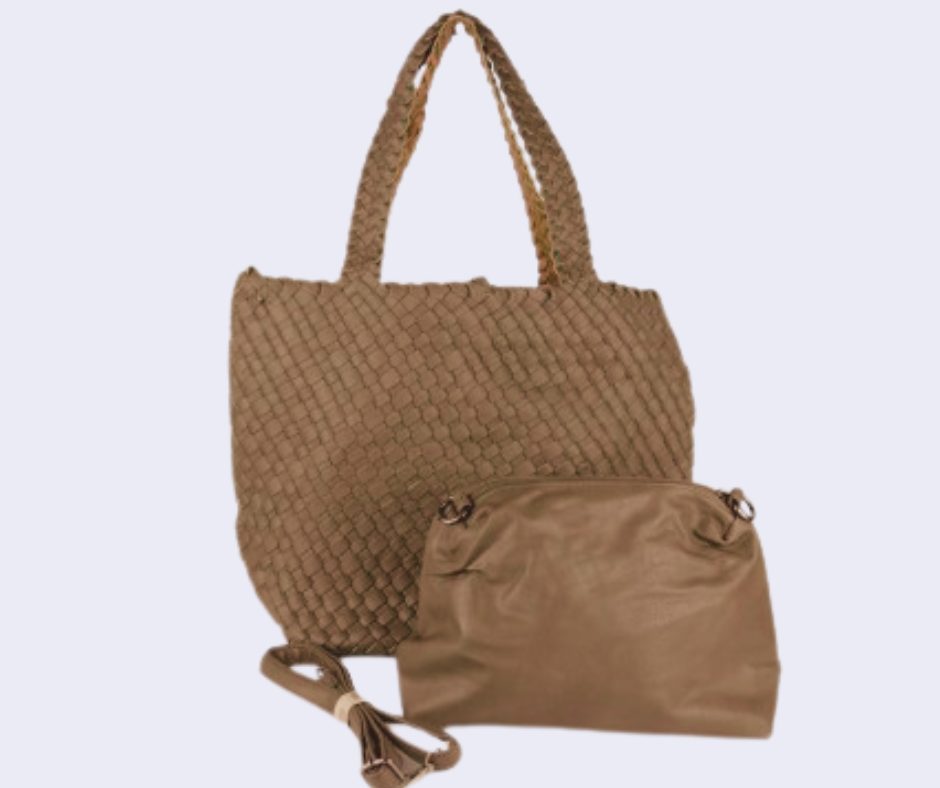 Borsa intrecciata riversibile con tracolla