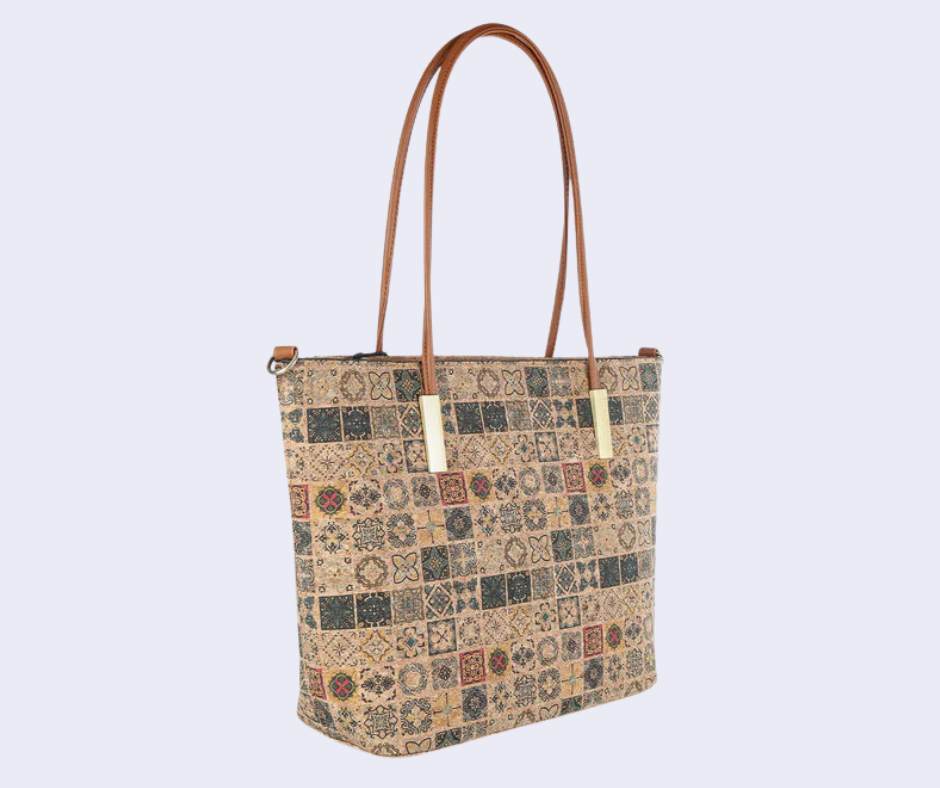 Solada Borsa donna effetto sughero con stampe